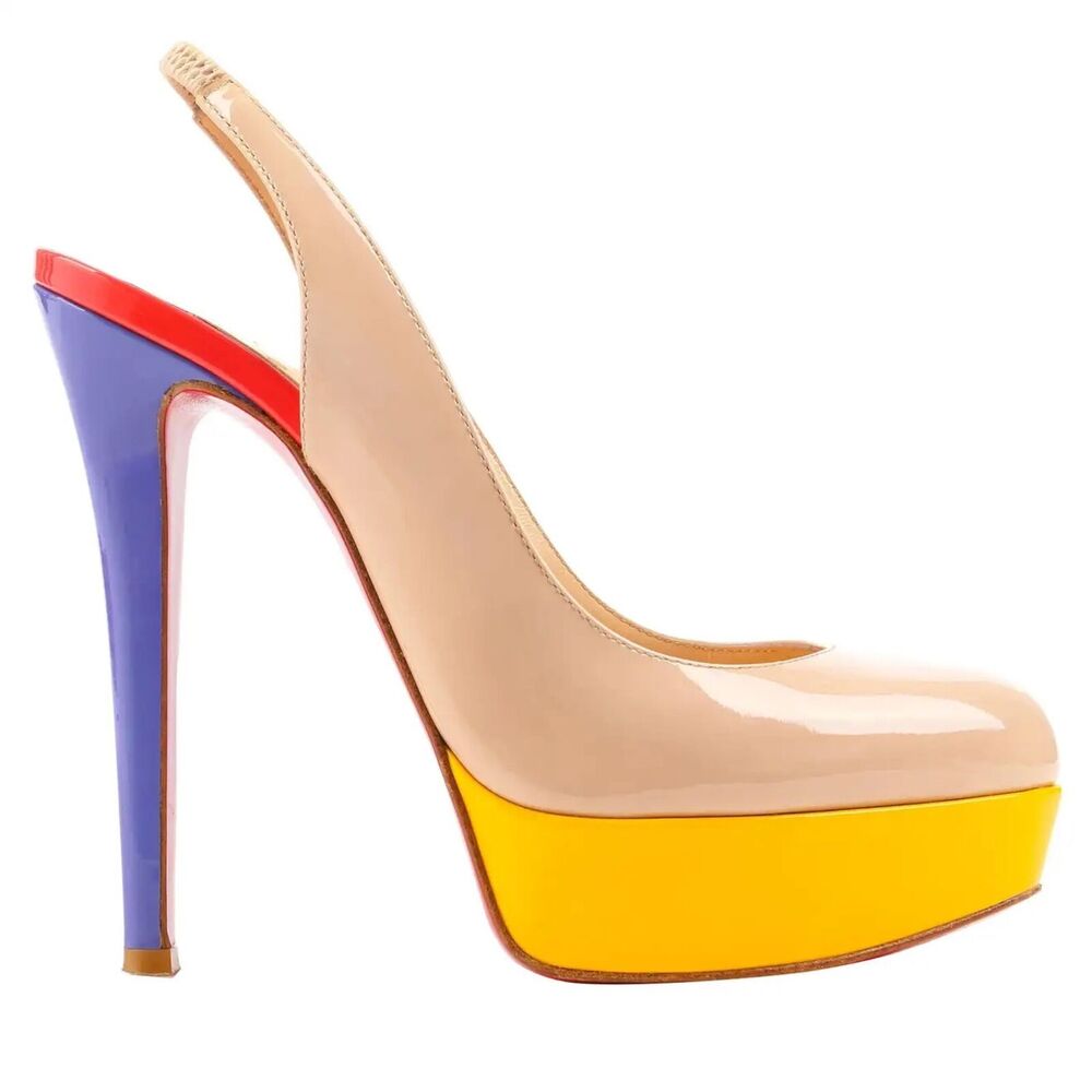 Christian Louboutin Bianca 140 Stiletto Heel Platform Pumps 39 Nude Yellow